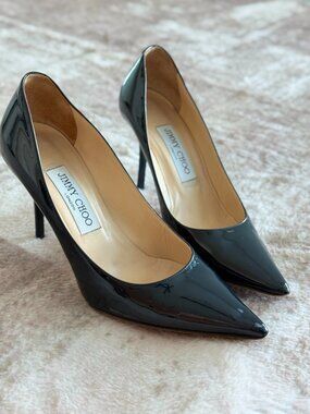 Jimmy Choo Agnes Navy Patent Leather Pumps